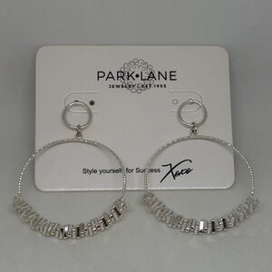 NEW Park Lane Jewelry ECHO Earrings Silver Hoops Rhodium Statement Dangle Gift